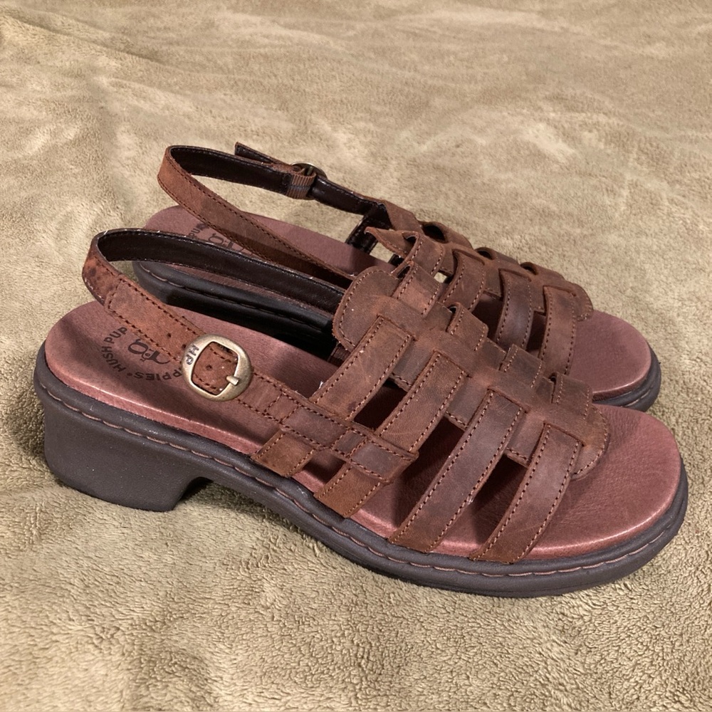 NIB Hush Puppies Leap Vintage 80s Leather Sandals Brown 8EW